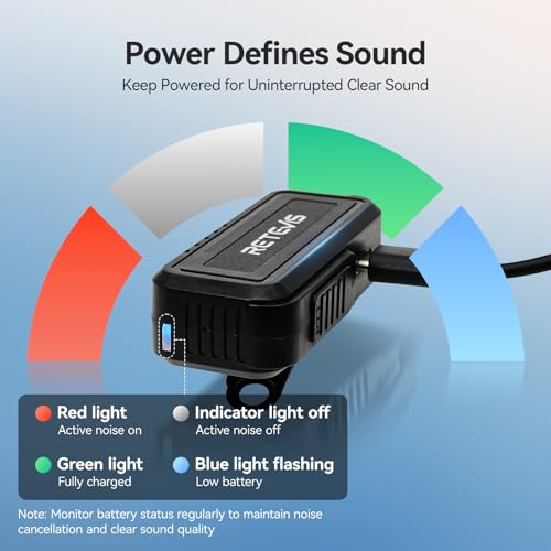 Retevis AI Active Noise Cancellation Walkie Talkie Earpiece, Rechargeable | for RT22/RT21/RT68, Compatible with Pxton, Baofeng, Kenwood Walkie Talkie, Walkie Talkie Earpiece with Mic, Concerts(1 Pack) - style: Noise Reduction and 300mAh battery