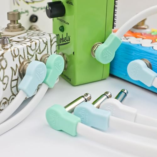 Flat Low Profile Guitar Patch Cable 6 inch for Effects Pedals, 1/4 inch Right-Angle, Surf Green, 3-Pack - color: Surf Green, size: 6"