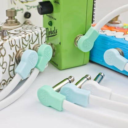 Flat Low Profile Guitar Patch Cable 6 inch for Effects Pedals, 1/4 inch Right-Angle, Surf Green, 3-Pack - color: Surf Green, size: 6"
