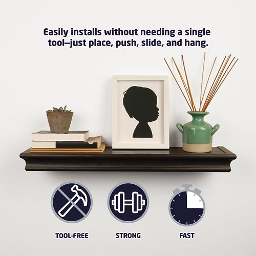 High & Mighty Floating Shelf, 24in x 6in, 1 Pack, Espresso | Beveled design, holds up to 20lb, tool-free drywall mounting for displaying books, plants, photos, and decor - style: Retail Packaging