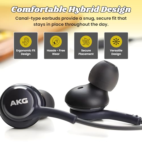 Samsung Earbuds Stereo Headphones 3.5mm compataible with Samsung Galaxy S10 S10e S9 S8 Plus A31 A71 Wired Earphones - with Microphone and Volume Buttons (Black)