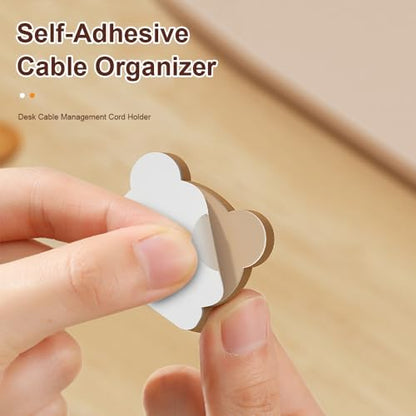 6pcs Cute Animal Cable Organizer Adorable Panda Rabbit Bear Shaped Cable Clips Desk Cable Management Cord Holder for Nightstand Headphones Chargers USB Cables