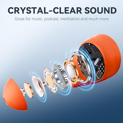 Sleepals micro Sleep Earbuds for Side Sleepers | Sleep Headphones with Soft and Snug Fit | Moderate Noise Reduction (not ANC) | Small and Light, 4H Single Play, 28H with Charging Case (Orange) - color: Orange