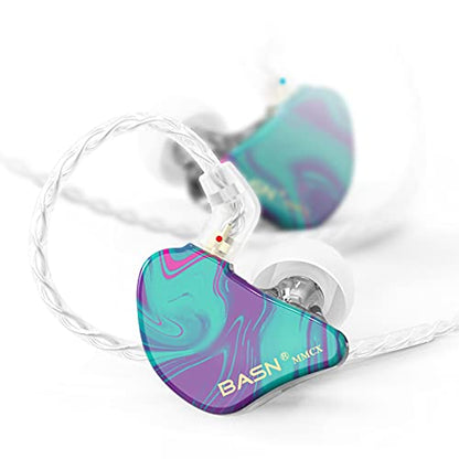 BASN MMCX in Ear Monitor,Triple Driver Musician IEM Headphone,Purple Aurora - color: Purple Aurora