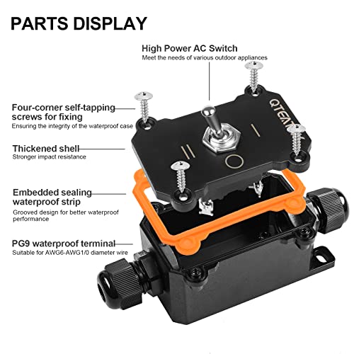 Inline Cord Switch, I/II ON-Off-ON 3 Position Toggle Switch | AC 15A 250V/20A 125V, Waterproof in-Line Power Switch, 6 Screw Pin Terminals, Two-Side Entry & Exit Outdoor Control - style: ON-OFF-ON (I/II )