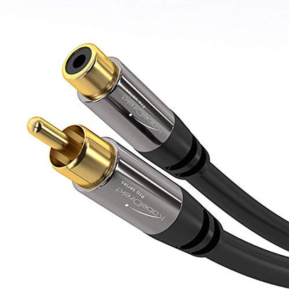 KabelDirekt – RCA Extension Cable – 20ft | Subwoofer/audio cable, RCA male to female, ideal for amplifier/HiFi, analog & digital - size: 20 Feet