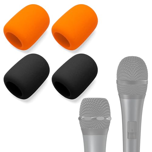 4-Pack Foam Mic Cover Compatible with FIFINE Karaoke Microphone, FIFINE UHF Dual Channel Wireless Handheld Microphone MAONO USB/XLR Podcast Dynamic Microphone HD300T, Windscreen Pop Filter