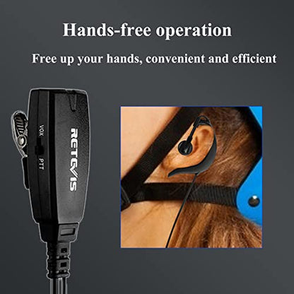 Retevis Hands Free Two Way Radio Headset with Mic, for RT22/RT68/RT21/H777