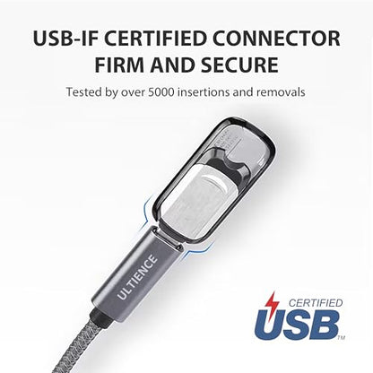 USB-C Female to USB 3.0 Male Adapter Cable, 10Gbps Ultra-Fast Transfer Speed, 60W Fast Charging, Durable Braided 1.2m Cable, Sturdy Metal Plug for Laptops, PCs & Smartphones (Grey 3.3ft) - color: Grey 3.3ft (Pack of 1)