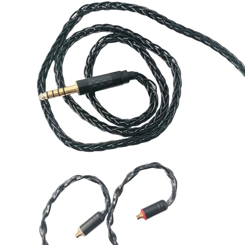 HiFi in Ear Earphone Replacement Cable 8 Core Silver Plated Copper Upgrade Earphone Cable for Shure SE315 SE846 SE425 TIN Audio T2 Pro T3(Black, MMCX 4.4MM) - size: MMCX 4.4MM