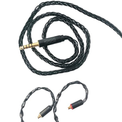 HiFi in Ear Earphone Replacement Cable 8 Core Silver Plated Copper Upgrade Earphone Cable for Shure SE315 SE846 SE425 TIN Audio T2 Pro T3(Black, MMCX 4.4MM) - size: MMCX 4.4MM
