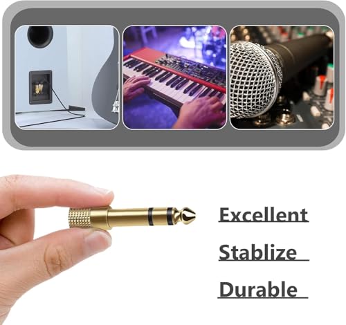 HAZEX Headphone Jack Adapter, 3.5mm to 6.35mm Audio Jack, 3.5 to 6.35 Adapter Gold Plated for Keyboard Digital Piano Amplifier Earphone 2 Pack