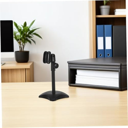 Vaguelly Adjustable Desk Mic Stand round Base, Compact Microphone Holder for Handheld Microphones, Universal Compatibility for Desk Setups and Podcasts, Made of Abs and Iron