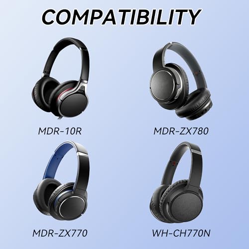 Lukvcoe Replacement Earpads for Sony WH-CH700N(WHCH700N), MDR-ZX780(ZX780DC), MDR-ZX770 and MDR-10R(10RNC 10RBT) Over-Ear Headphones, Ear Pads Cushions Softer Protein Leather (Protein Leather - Black)