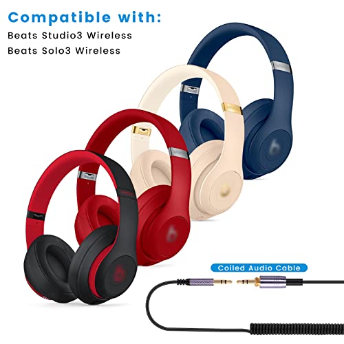 Solo4 Cord Coiled Audio Cable for Beats Studio3, Studio Pro, Solo3 Headsets | 3.5mm to 3.5mm(1/8") Extension Wire with 6.35mm(1/4") Adapter Compatible with iPhone PS5 Xbox One, 14ft - size: 14 Feet