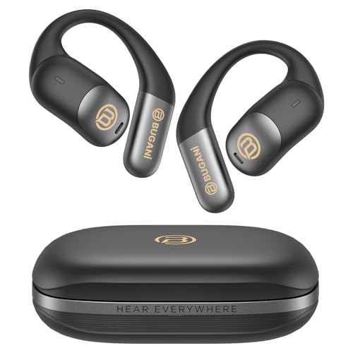 BUGANI Open Ear Headphones Open Ear Earbuds | Running Earbuds Wireless 40H Playtime, Headphones Bluetooth Wireless 5.4, IPX5 Waterproof Running, Sport - color: Dark Black