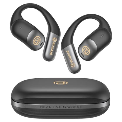 BUGANI Open Ear Headphones Open Ear Earbuds | Running Earbuds Wireless 40H Playtime, Headphones Bluetooth Wireless 5.4, IPX5 Waterproof Running, Sport - color: Dark Black