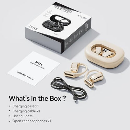 Open Ear Headphones Bluetooth Wireless Over Ear Earbuds(Skin) | Ergonomic Earhook Ear Buds,Led Power Display,48h Playtime,Ipx6 Waterproof Comfortable for Workout,Cycling,Running - color: Skin