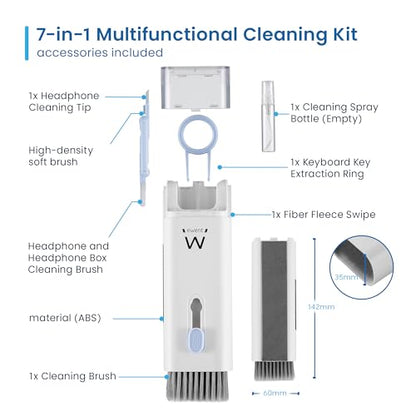 Ewent Keyboard Cleaner Kit 7in-1, Multifunction Cleaner Brush with Key Puller, All-in-One Cleaning kit, Empty Spray Bottle for PC Screen, Camera, Tablet, Smartphone, Earbuds Cleaning Pen for Airpods
