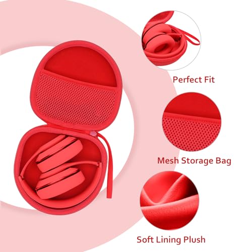 Headphone Case for Beats/Jlab/TOZO/BERIBES/Picun Etc Headphones, Red | for JLab JBuds Lux ANC/Go Lux ANC, Beats Studio Pro/Solo 4 3,TOZO HT3,KVIDIO Etc Headphone, Hard Shell Case for Travel Home - color: Red