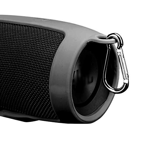 Linkidea Silicone Speaker Case Cover Compatible with JBL Charge 3, Protective Soft Skin Sleeve, Travel Carrying Pouch with Keychain Hook (Black)