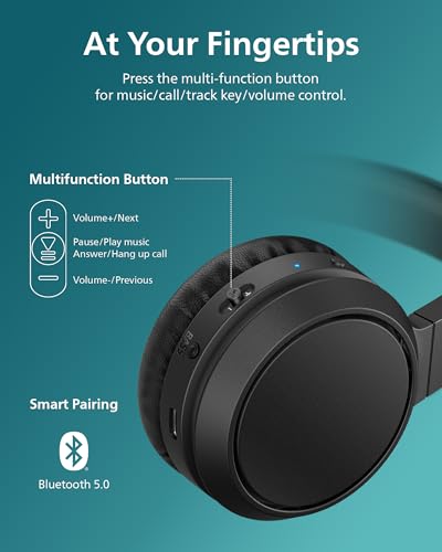 PHILIPS H4205 Wireless Headphone,On-Ear Bluetooth Headphone with BASS Boost,Quality Sound,32mm Drivers,29-Hour Battery Life,Fast Charging,Lightweight,Adjustable Cushioned Headband,Soft Ear Cups,Black - color: Matte Black