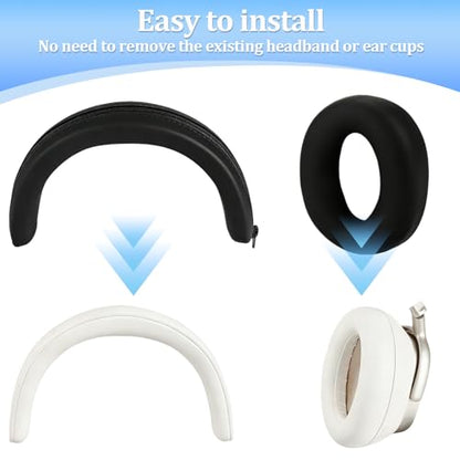 for Baseus Inspire XH1 Case Cover, 2 Sets Silicone Sweat Ear Covers& Headband Protector, Washable Scratchproof Headphones Protective Case Accessories (Black)