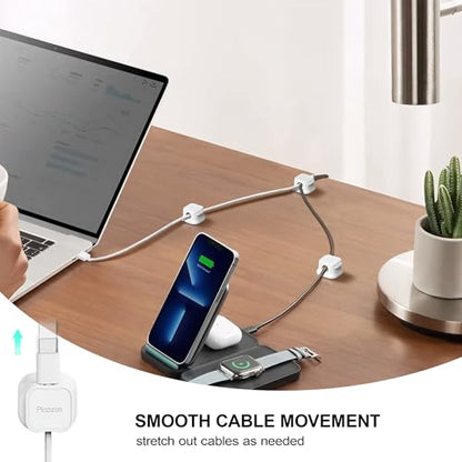 36 Pack Magnetic Cable Clip Organizer Cord Holder, Picozon Adhesive Cable Management, Wire Phone USB Charger Cable Holder, Keeper Organizer for Office Home Desktop Table - White - size: Pack of 36