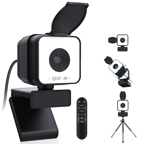 4K USB Webcam with Dual Microphones, 9X Hybrid Zoom | Auto Light Correction, 86° Wide Angle for Video Conferencing, Live Streaming, Remote Work, Compatible with PC Desktop Laptop