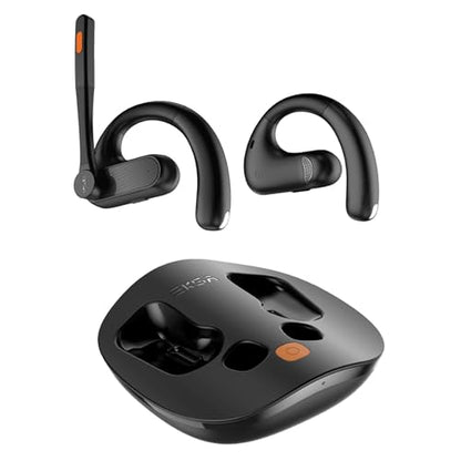 EKSAtelecom S30 Bluetooth Open-Ear Air-Conduction Headset with Microphone, True Wireless with Charging Case, Black