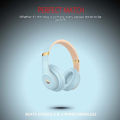 Replacement Ear Pads for Beats Studio 3 & Studio 2, Upgraded Beats Studio 3 Replacement Parts and Beats Headphones Accessories, Compatible with B0500 B0501 Wireless Models,Crystal Blue - color: Crystal Blue