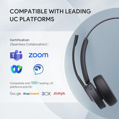 Yealink BH70 Mono Bluetooth Teams Headset with AI Mic for Work from Home PC | 3 Microphone Sound Isolation, Microsoft Teams & Zoom Certified, Compatible with Cisco Zoom Google, 35h Talk, USB-A dongle - color: Black (Teams), style: Mono (USB-C to A)
