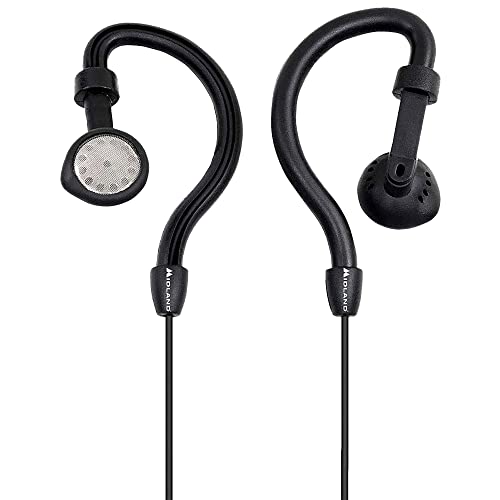 Midland® - AVPH4 Ear Clip Headset Headphones for Midland® GMRS Two-Way Radios – Secure Fit - Crystal Clear Communication Built-In Microphone and Push To Talk Button