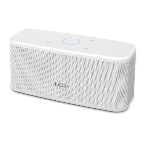 DOSS SoundBox Plus Portable Bluetooth Speaker with 16W Stereo Sound-White | Rich bass, 20H Playtime, Wireless Stereo Pairing, Hands-free Calls, Bluetooth 5.0, For Home, Office, Dorm, Camping, Backyard - color: White