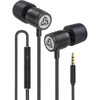 LUDOS Ultra Wired Earbuds in-Ear Headphones, 5 Years Warranty, Earphones with Microphone, Noise Isolating Ear Buds, Memory Foam for iPhone, Samsung, School Students, Kids, Women, Small Ears - Black - color: Black, style: 3.5 mm