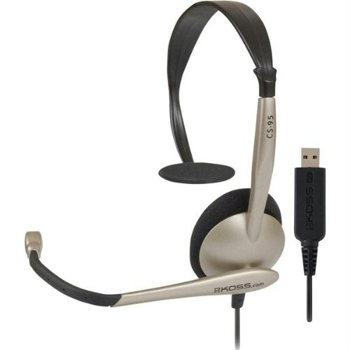 Koss CS95-USB Single-Sided On-Ear Communication Headset, Beige, USB-A Plug | Speech Recognition, Lightweight Design, Microphone, B2B, Telehealth, Education, Call Centers - style: CS95-USB