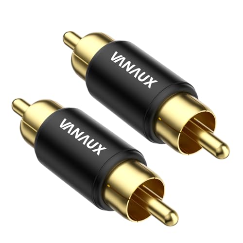 VANAUX 2-Pack RCA Male to Male Coupler,Barrel Connectors Subwoofer RCA Adapter Gold Plated for HDTV,Speakers, Amplifiers, Car Audio-Black - size: 2PCS-black, style: RCA Male to RCA Male