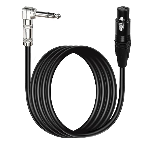 1/4 to XLR Cable 90 Degree Right Angle 6.35 mm TRS Male Plug to XLR Female Jack Audio Stereo Microphone Cable for Speakers, Stage, DJ and More（2M）