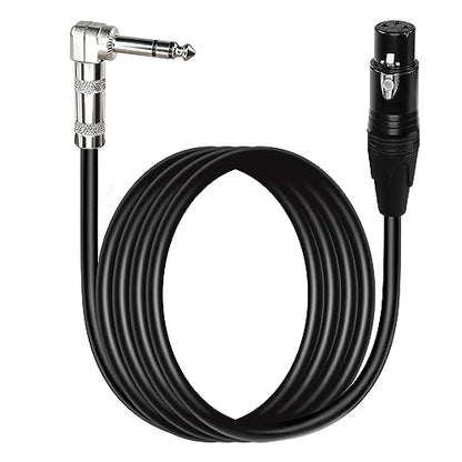 1/4 to XLR Cable 90 Degree Right Angle 6.35 mm TRS Male Plug to XLR Female Jack Audio Stereo Microphone Cable for Speakers, Stage, DJ and More（2M）
