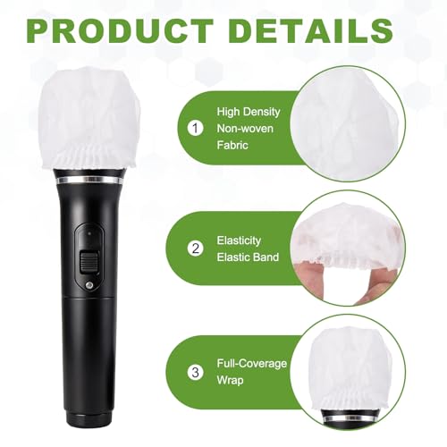MECCANIXITY 240 Pcs Disposable Microphone Cover Mic Cover (White) - color: White