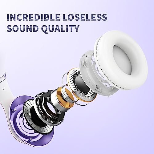 Uliptz Bluetooth Headphones Over Ear, Wireless HiFi Stereo Foldable Headset | 65H Playtime, Bluetooth 6.0, 6 EQ Modes, Built-in Mic, Deep Bass Stereo, Lightweight Design for Home, Office, Travel & PC - color: Purple