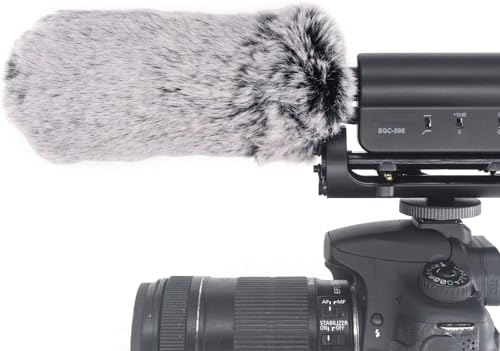SGC-598 Condenser Shotgun Microphone with 1 Windscreen Muff for DSLR Camera Canon EOS Nikon, for Sony Mirrorless Camera DV Camcorder (NOT for Canon T5, T6 and T7)