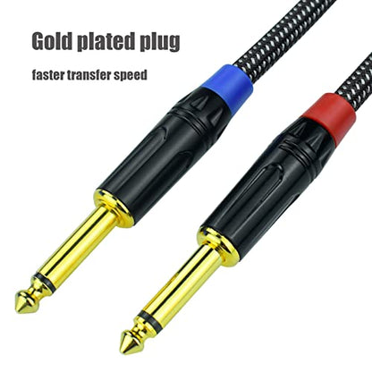 Unbalanced 1/4" TS Mono to XLR Female Microphone Cable, 10Feet 6.35mm Quarter inch to XLR Audio Patch Cord, Nylon Braided Heavy Duty, Copper Shielded Noise Free, for Speaker Mixer Interface - size: 10Feet, 2Pack