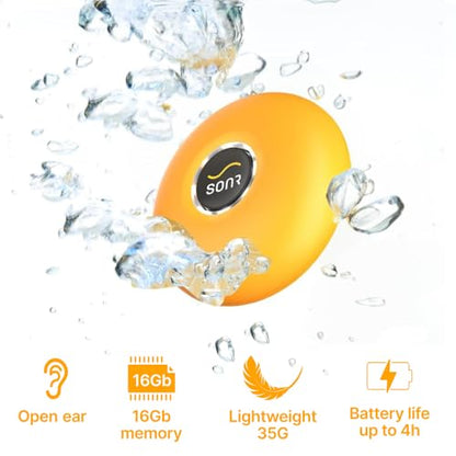 Music 2-in-1 Bundle: Open-Ear Underwater Music Player for Swimmers with Anti-Fog Swimming Goggles - color: Yellow