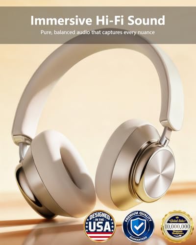 Wentronic Y03 Bluetooth Headphones Wireless Active Noise Cancelling Over Ear Headphones 48 Hours Playtime High Sound Quality 6 EQ Music Mode Headphones with Soft Ear Cushion - Starlight