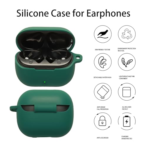 Soft Silicone Case Cover Dedicated Earphone Case Secure Grip Easy Access Scratch Resistant Housing Skin Portable Earphone Pouch - color: green (dark green)