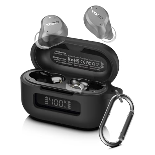 for TOZ0 NC9(2024) Case Cover, Silicone Protective Battery Display Visible Design Cover ONLY for TOZO NC9 Hybrid Active Noise Cancelling Wireless Earbuds 2024 Version with Carabiner-Black - color: Black