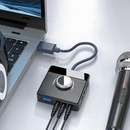 USB Sound Card, Plug and Play External USB Sound Adapter Audio Adapter with 3.5mm USB Interface Volume Control for PC Laptop