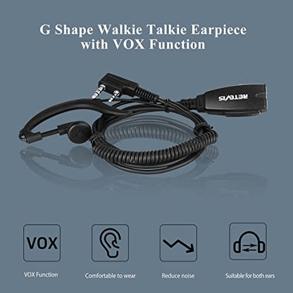Retevis Hands Free Two Way Radio Headset with Mic, for RT22/RT68/RT21/H777/RT27 | VOX, Coil, G-Type Earhook, Compatible with Pxton, Baofeng BF-888S, Kenwood Walkie Talkie, Walkie Talkie Earpiece(1 Pack)