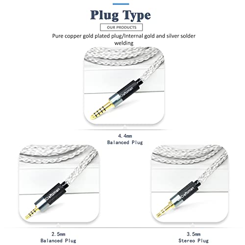 MMCX Plug 5N OFC Silver Plating+Graphene Earphone Cables for SHURE SE846 SE535 SE425 AONIC 4 5 Xelento Remote T8iE T9iE Fidue A83 Sirius MkII Dunu DK3001Pro DK4001 W60 W80 (4.4mm, MMCX) - color: MMCX, size: 4.4mm